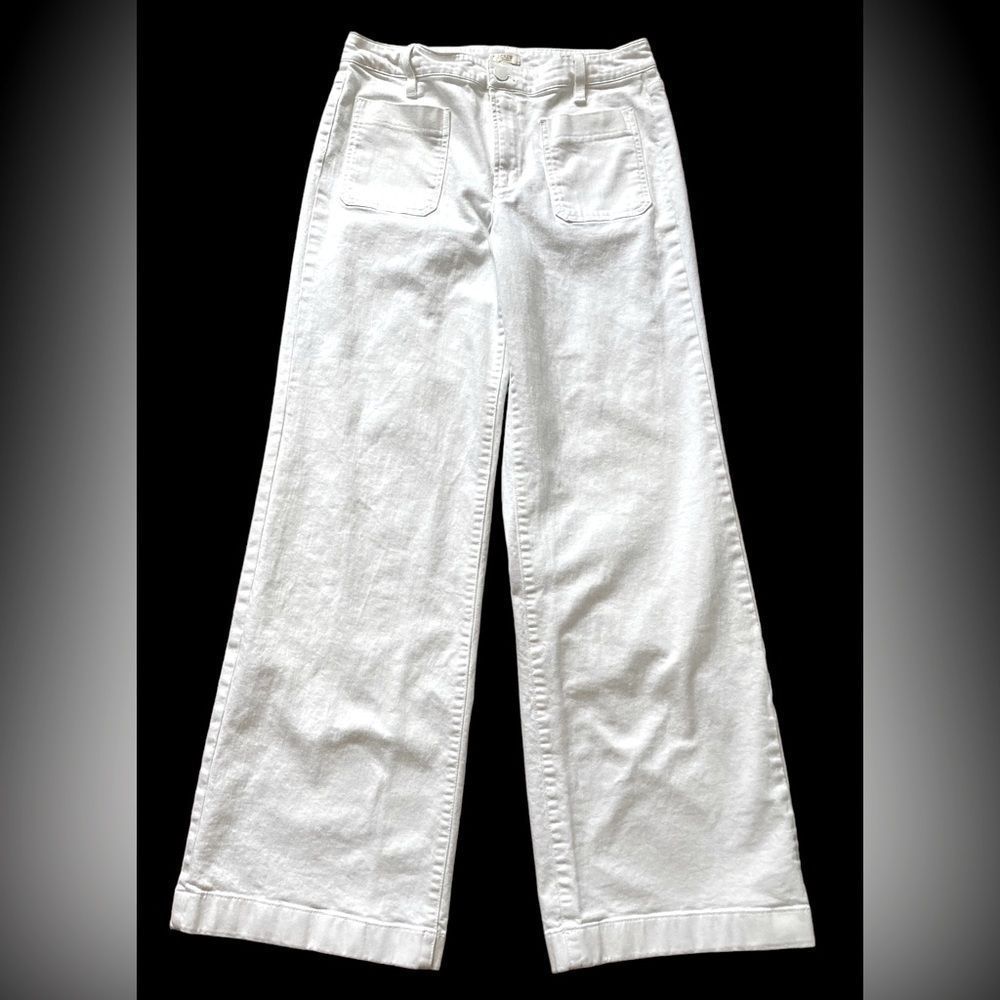 J Crew white high waisted wide leg jeans